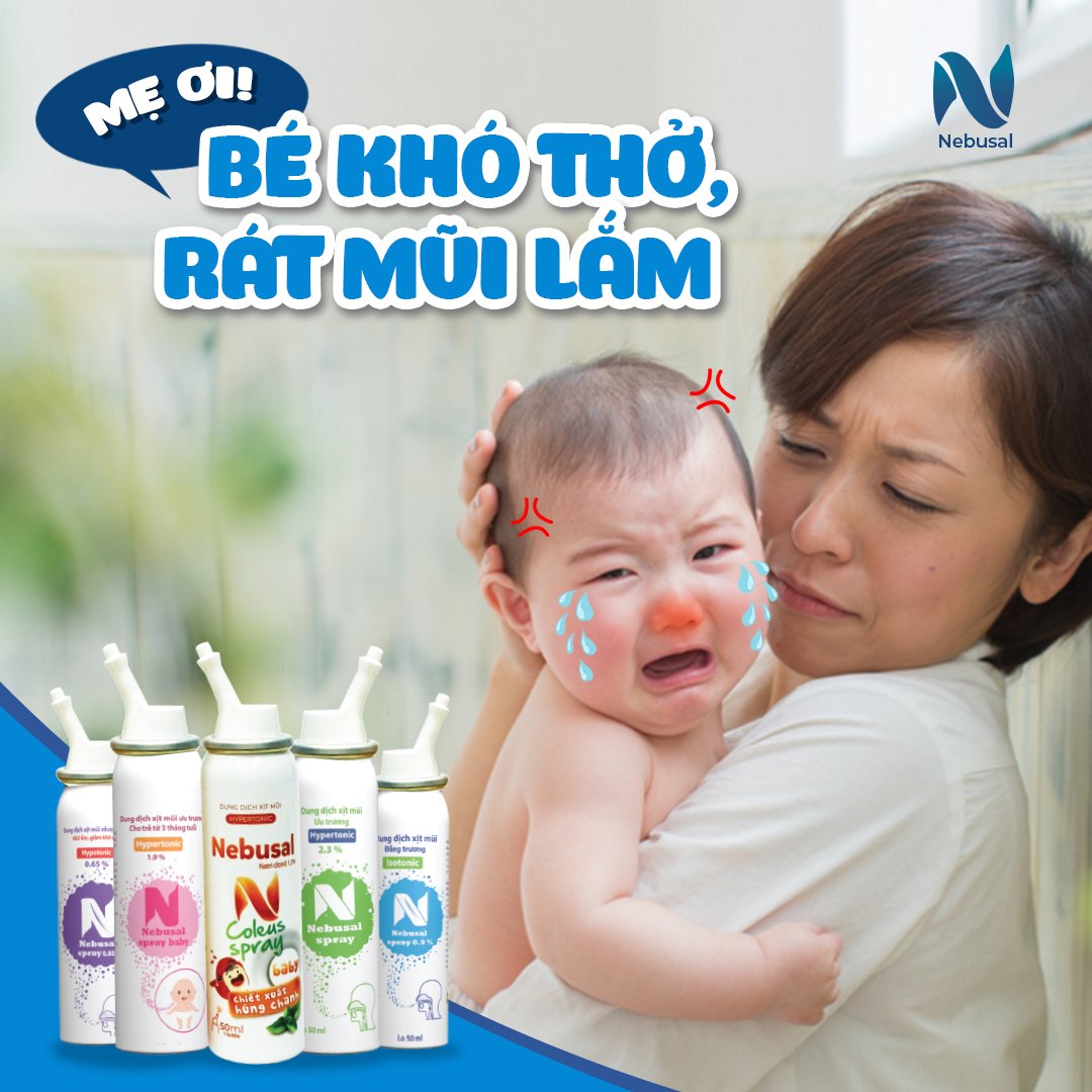 Xịt rửa mũi nebusal spray giảm nghẹt mũi và sổ mũi