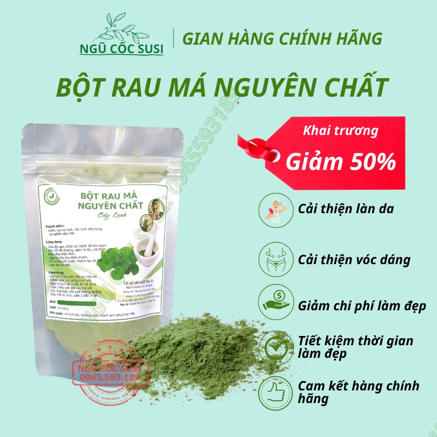 Bột rau má chính hãng ❤️𝑭𝒓𝒆𝒆𝒔𝒉𝒊𝒑❤️ bột rau má xấy lạnh tự nhiên loại 100g