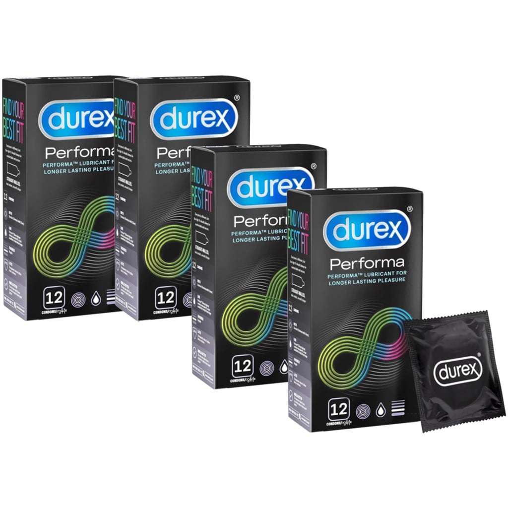 COMBO 4 HỘP BAO CAO SU DUREX PERFORMA - TẶNG KÈM GEL DUREX PLAY 50 ML