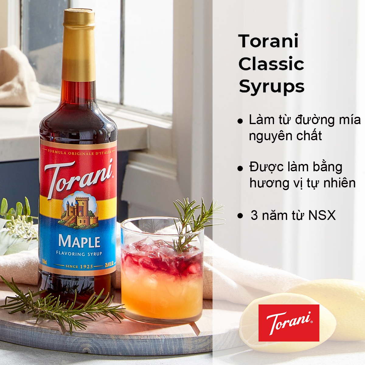 Torani classic siro pha chế lá phong maple syrup 750ml mỹ