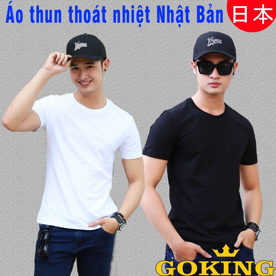 Combo 2 Áo thun thoát nhiệt Nhật Bản GOKING nam nữ, áo phông trơn 100% cotton siêu thoáng mát, đánh bay cơn nóng mùa hè