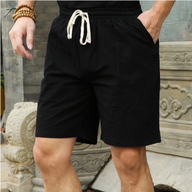 quần short nam cạp chun chất đũi nhiều màu