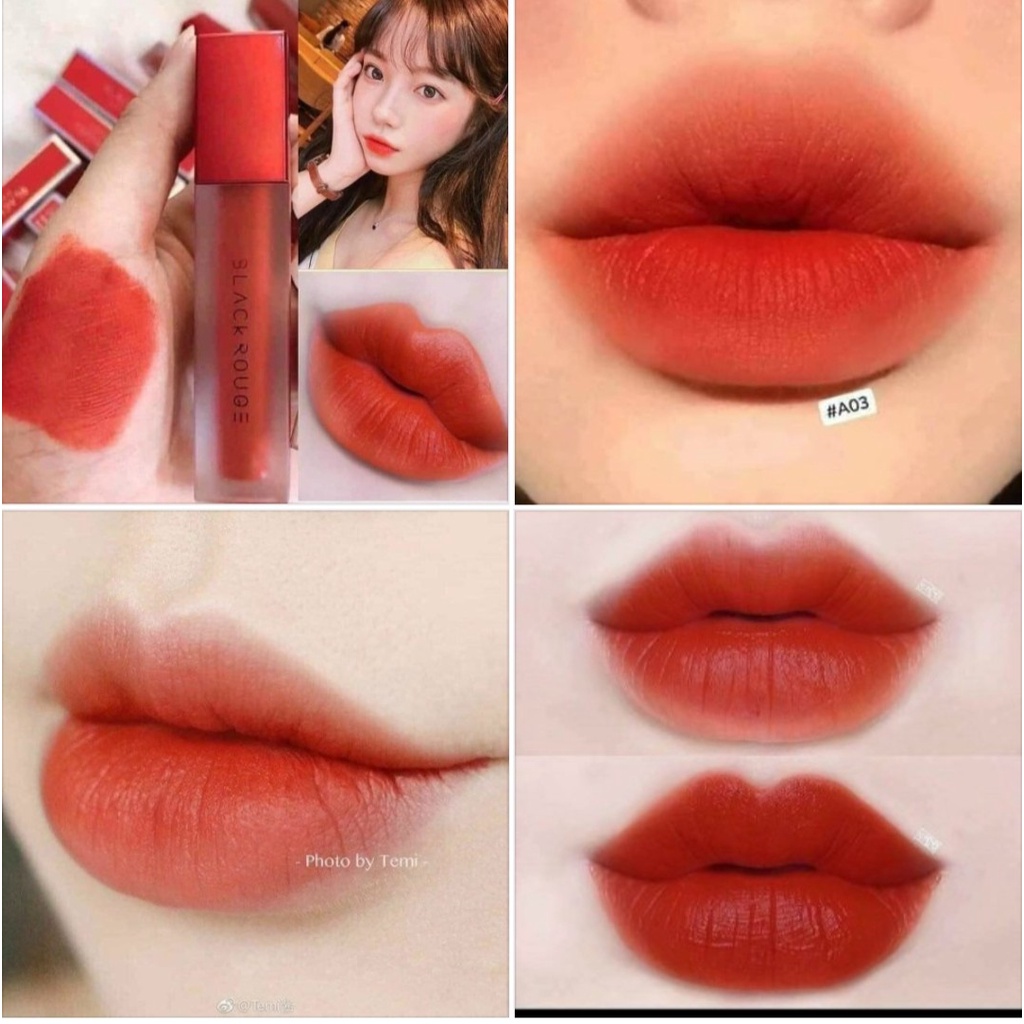Son kem lì black rouge a03 soft red - đỏ cam, son kem lì hàn quốc
