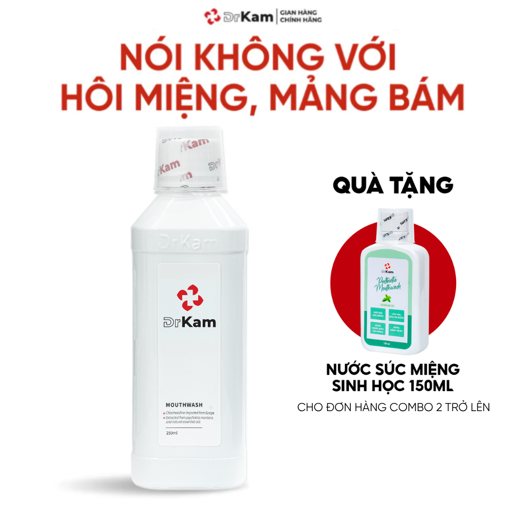 Nước súc miệng chuẩn y khoa DrKam 250ml - Khử mùi hôi miệng, giảm viêm nướu