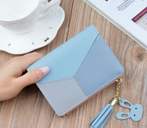 Ví bóp nữ cầm tay mini ngắn phối 3 màu