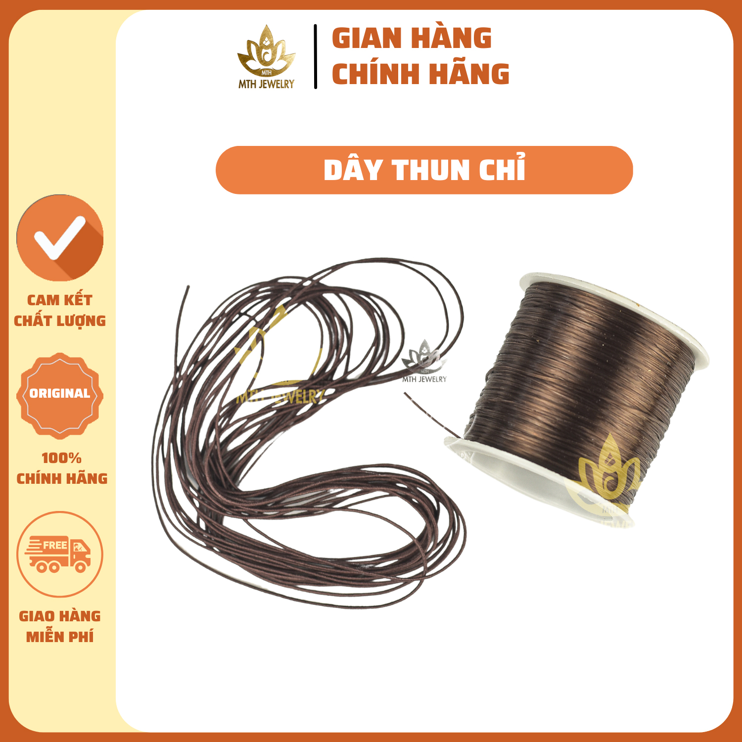 Dây Thun Chỉ, Dây Thun Xỏ Vòng, Dây Xâu Vòng Có Độ Co Giãn Cao - Mỗi Màu Nâu
