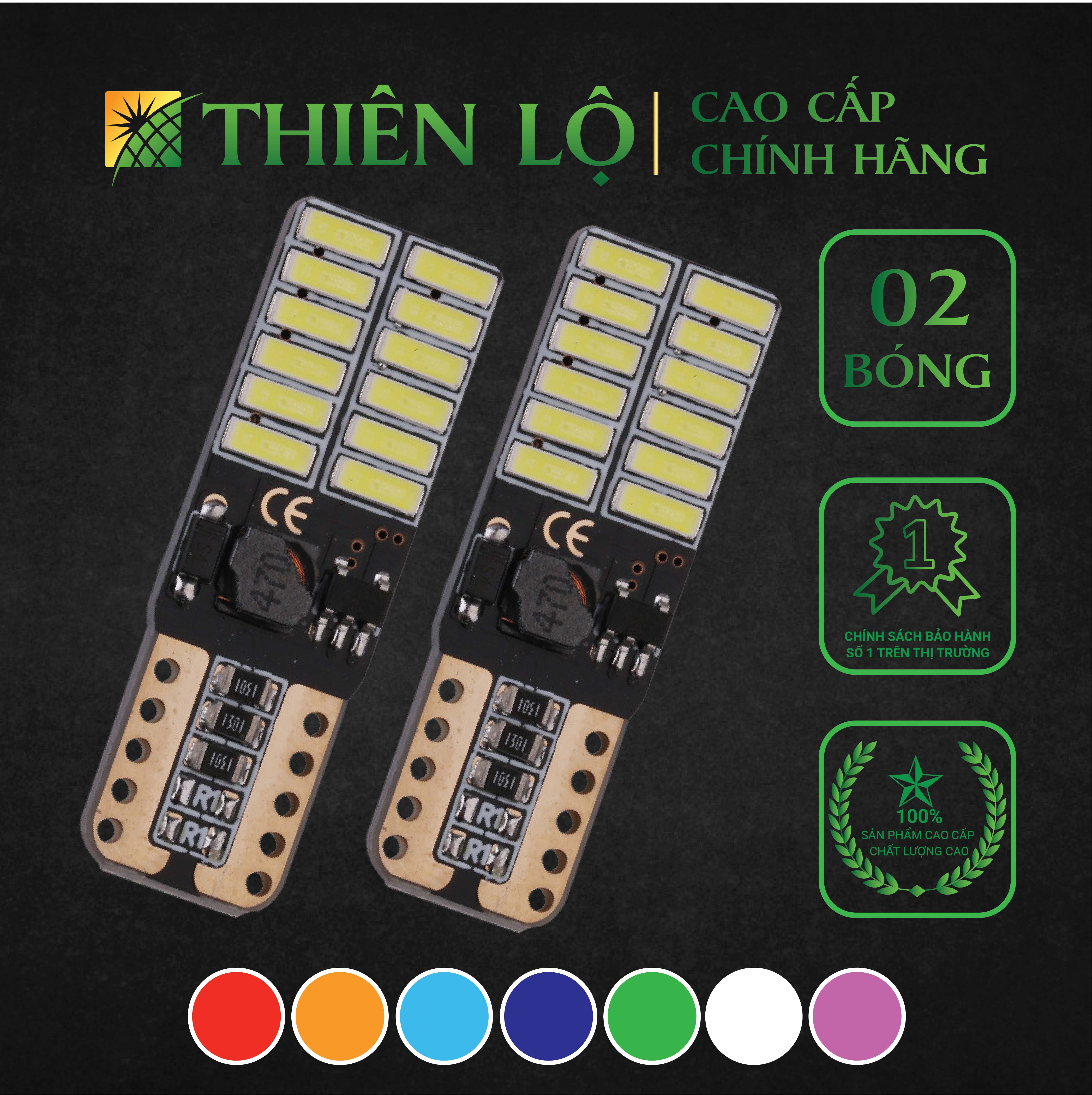 [GIÁ 2 ĐÈN][BẢN NÂNG CẤP CHIP HỆ MỚI] Bóng LED T10 đèn xi nhan đèn demi 24 SMD Chip 4014 Smart IC cực sáng dành cho ô tô xe máy - Bóng đèn cao cấp của Thiên Lộ
