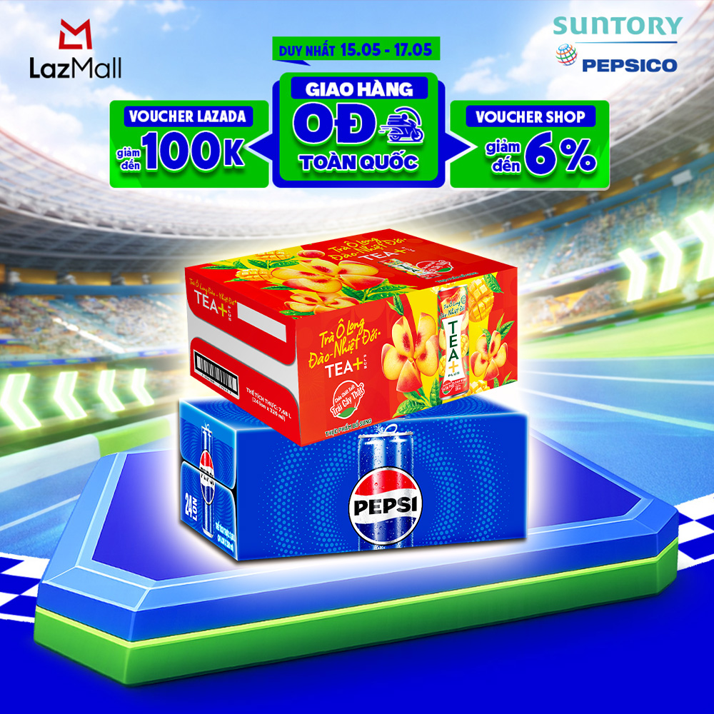 Combo 1 Thùng Pepsi và 1 Thùng Trà Ô Long Tea+ Vị Đào Nhiệt đới (320ml hoặc 350ml/lon)