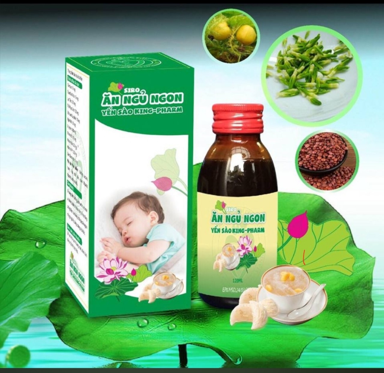 Siro ăn ngủ ngon - yến sào kingpharm - ăn ngon ngủ khỏe - lọ 120ml