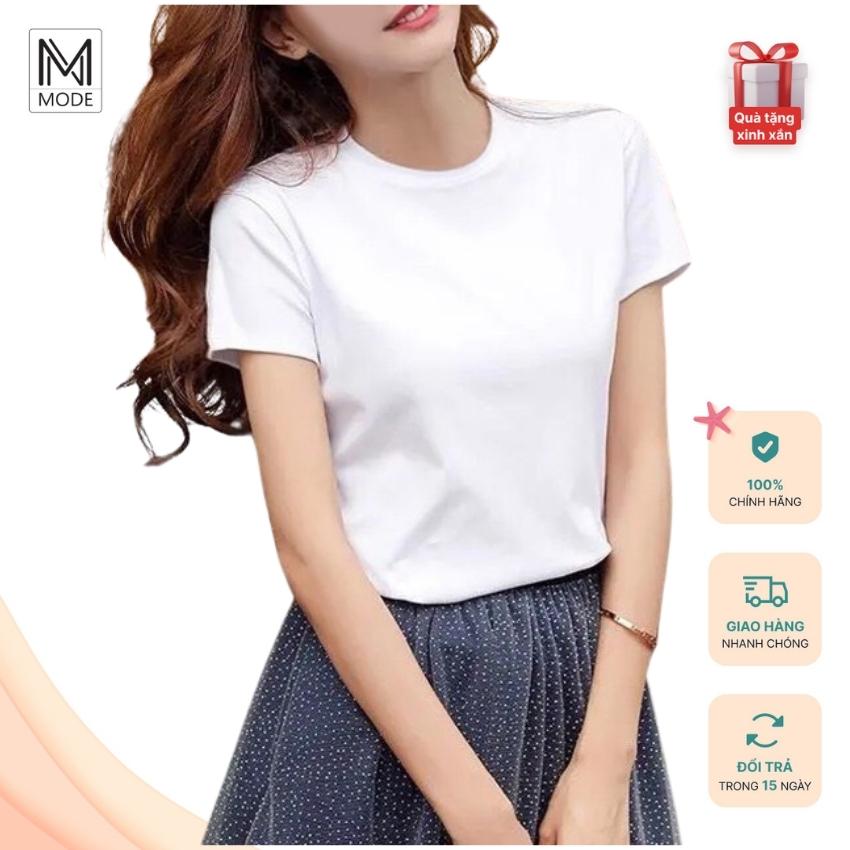 Áo thun nữ ngocmode cộc tay cổ tron dáng suông phông trơn vải cotton co giãn tốt nhiều màu trẻ trung sắc nét