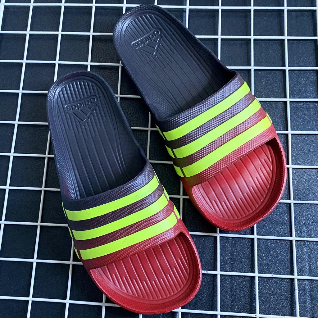 Dép Nam Đúc 3 Sọc Quai Ngang Adidas Duramo Marbled Hàng VNXK ( Hình Thật ) - Đế Phun Đen Đỏ  20201009 010