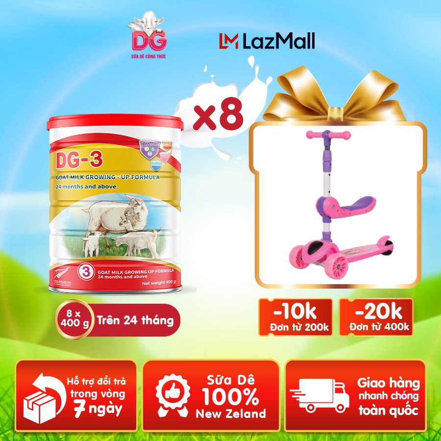 Cb 08 lon sữa dê dg-3 400gr tặng 1 xe trượt