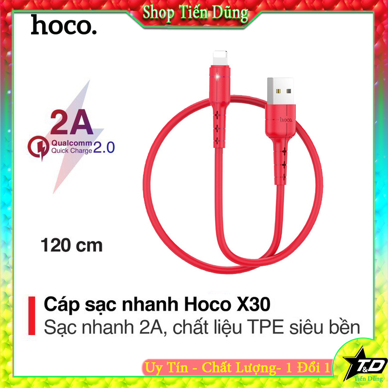 Dây sạc Lightning Hoco X30 Cáp có bền chống đức loại 1.2m- cáp sạc nhanh x30 cho iphone