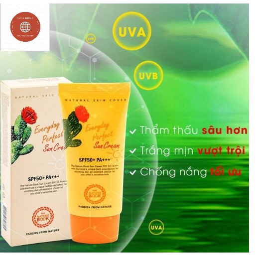 Kem chống nắng spf50+pa+++ everyday perfect sun cream nature book 50g