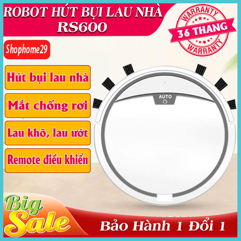 Robot hút bụi lau nhà đa năng cao cấp sạc tự động kết nối điện thoại thông minh lập trình đường 3 chế độ quét- lau- hút