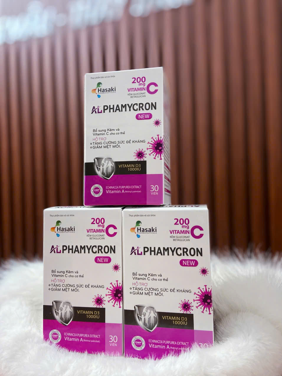  COMBO 3 HỘP Viên uống ALPHAMYCRON 30 Viên tăng sức đề kháng đào thải HPV 