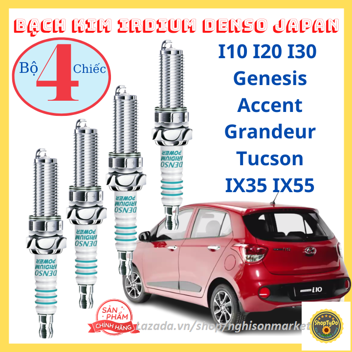 Bugi xe Hyundai I10 I20 I30 Genesis Accent Kia Morning Bạch kim Denso Irdium Japan