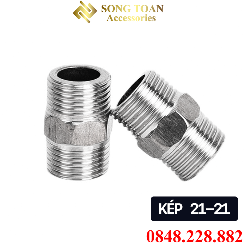 Nối Ren Inox 21, Hai Đầu Ren Ngoài 27 21 Inox, Đầu Nối Ren Inox Giá Rẻ