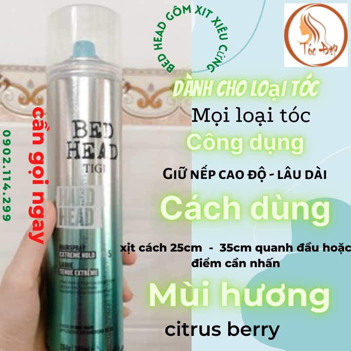 Xịt siêu cứng, giữ kiểu lâu bền Tigi Bed Head Hard Head Hard Hold Hairspray 385ml