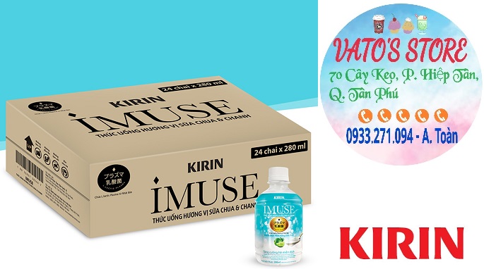 Thùng 24 chai nước uống KIRIN IMUSE vị sữa chua và chanh 280ml / Lốc 6 chai nước KIRIN IMUSE vị sữa 