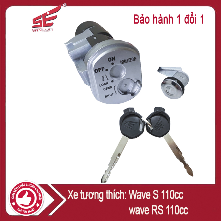 Ổ khóa xe máy Wave S 110cc, Wave Rs 110cc, loại 2 cạnh, bảo hành 6 tháng