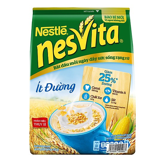 Ngũ cốc dinh dưỡng nguyên cám ít đường nesvita nestlé gói 400g