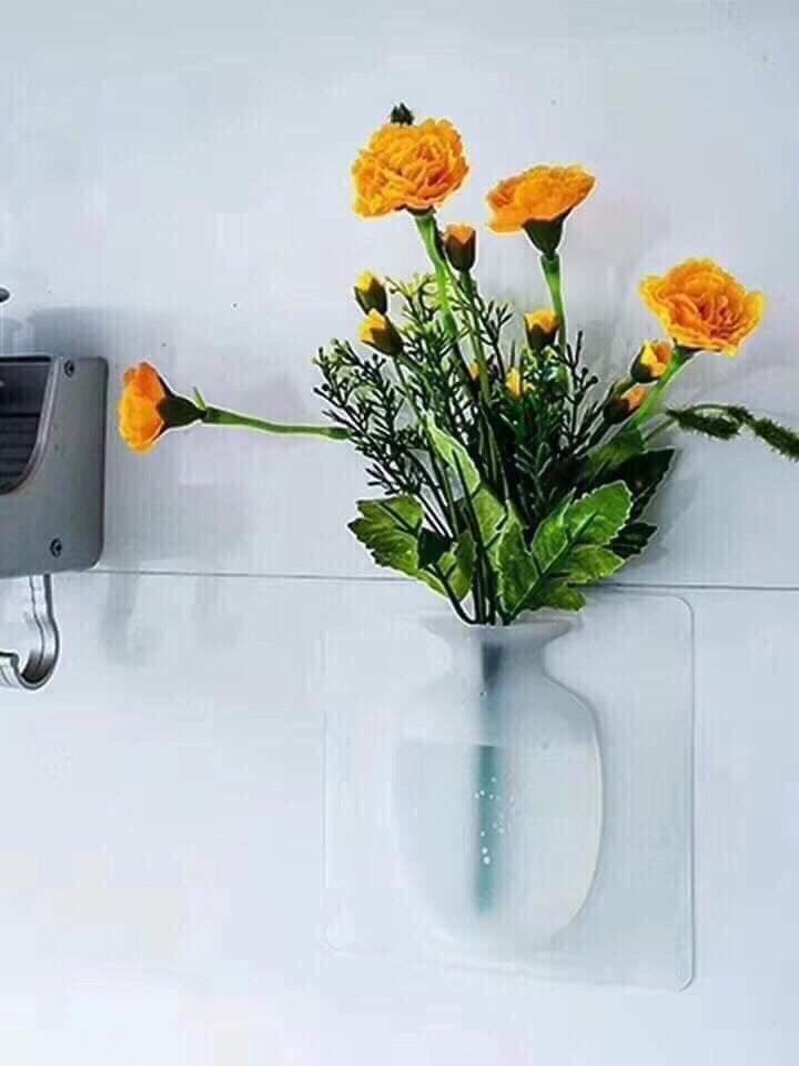 Bình hoa dán tường silicon cho mọi bề mặt độc đáo tiện lợi - lọ hoa trang trí 3d phong thủy, thanh lịch