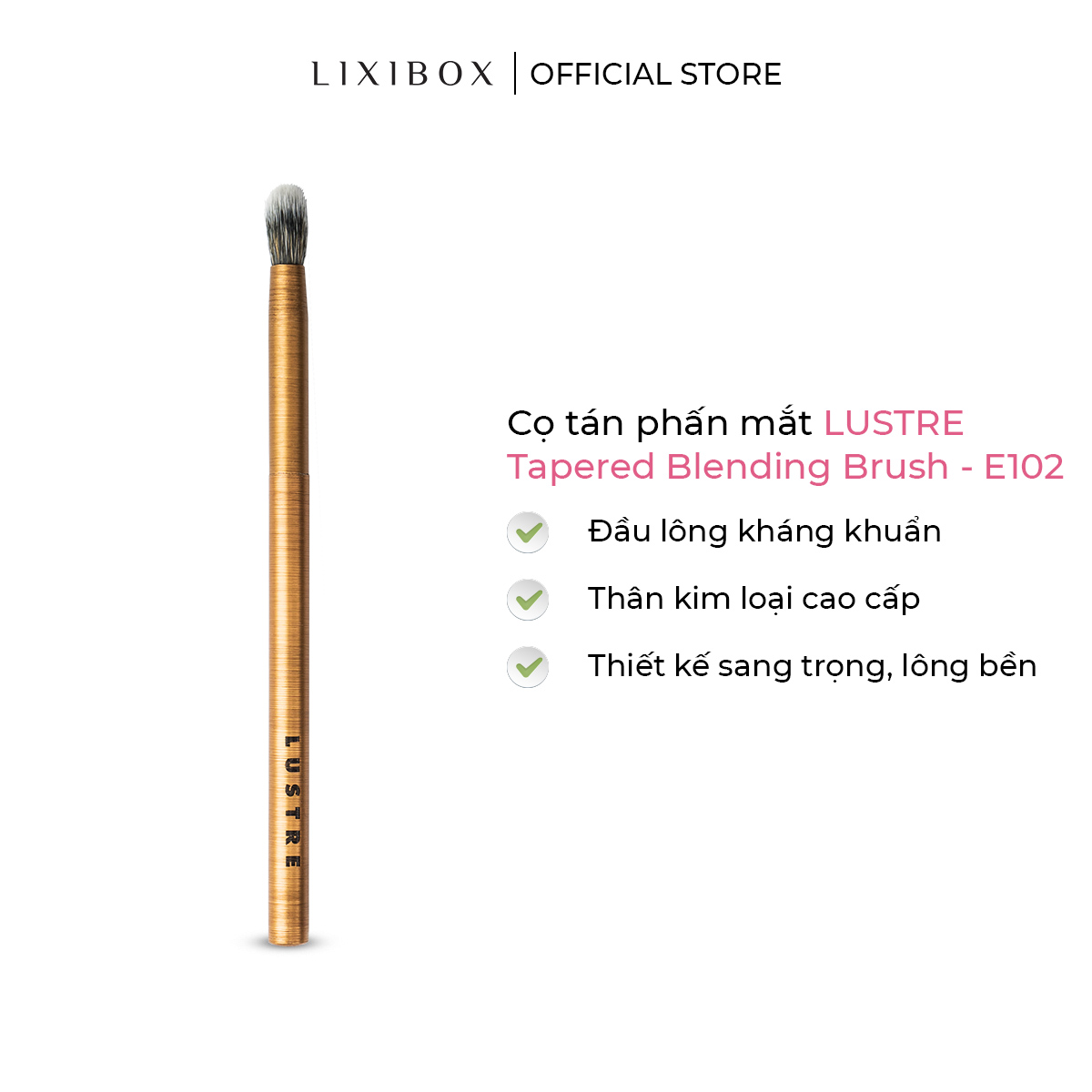 Cọ dài tán phấn mắt lustre pro makeup brush - tapered blending brush - gold edition e102
