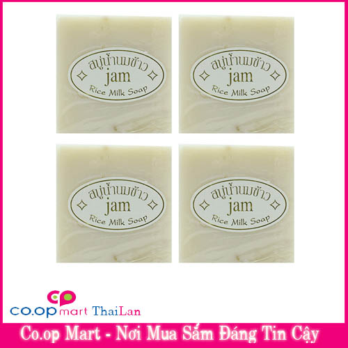 Combo 4 Cục Xà Phòng Kích Trắng Da Cám Gạo Jam Rice Milk Soap Thái Lan