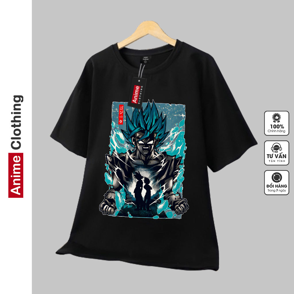 Áo phông nam nữ Dragon Ball Goku 7 viên ngọc rồng, màu đen, cotton co giãn