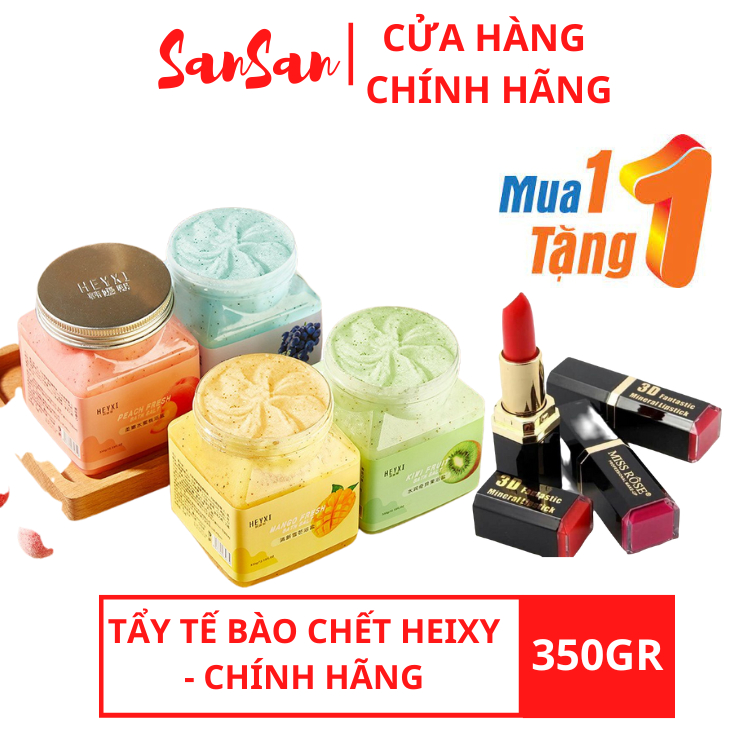 Mua 1 tặng 1 - tặng son missrose -tẩy da chết body heyxi làm sạch da, dưỡng ẩm body hộp 350g - chính hãng