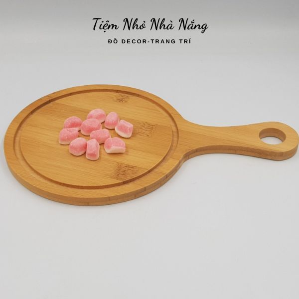 Khay pizza tròn/ chữ nhật bằng gỗ tre, khay gỗ có tay cầm đựng pizza, decor chụp ảnh