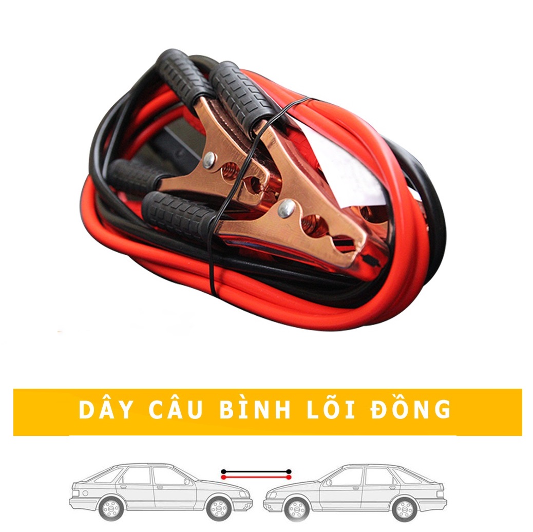 Bộ 2 Dây Cáp Câu Bình Ắc Quy Cao Cấp (Lõi Đồng) -  Kích Điện Ắc Quy, Cứu Hộ Ô tô, Xe Hơi Chết Máy