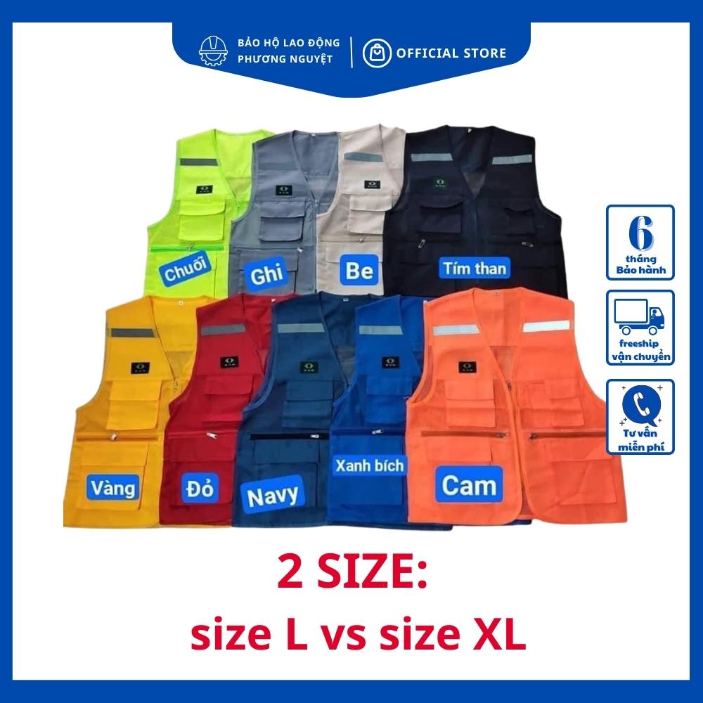 Áo gile bảo hộ, áo bảo hộ lao động chất liệu kaki và vải lưới thoáng mát - 4 túi hộp đựng đồ nhiều màu sắc