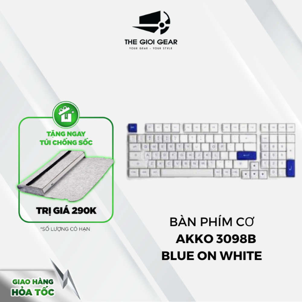 Bàn Phím Cơ Máy Tính Không Dây - AKKO 3098B Blue On White | Bluetooth & Wireless 2.4 | LED RGB