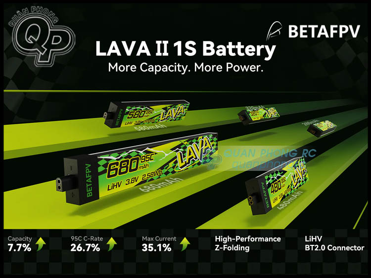 Pin Dành Cho Drone BETAFPV LAVA II 1S 95C 3.8V LiHV Battery BT2.0 Plug