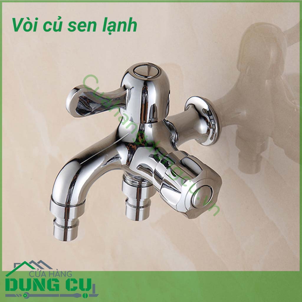 Vòi nước 2 đầu đa năng khoá ngang có lõi khóa bằng đồng