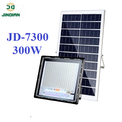 Đèn Pha Led Năng Lượng Mặt Trời JinDian 300W JD7300- Model 2021 | BẢO HÀNH 2 NĂM |- Thời gian chiếu sáng 12-14h, Có đèn báo dung lượng pin
