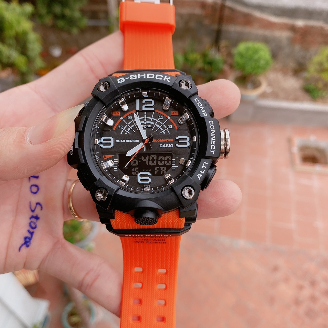 Đồng hồ thể thao G-Shock GG-B100 Màu Cam Mặt Đen dây cao su,H-Set  tự động,kim điện tử GShock B100 Chống nước