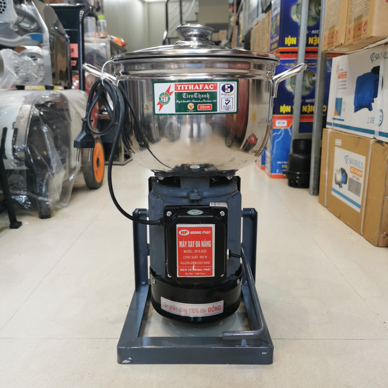 Máy xay thịt ruốc giò chả đa năng 900w nồi 22cm tặng que đánh ruốc