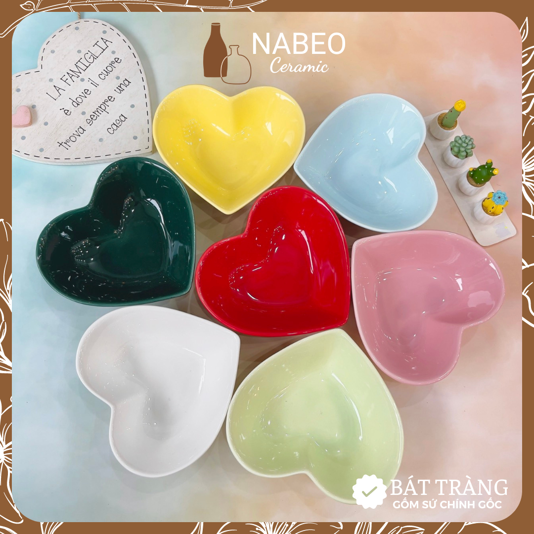 Bát tim đựng chè, bánh trôi, bánh chay, bát trái tim gốm sứ bát tràng