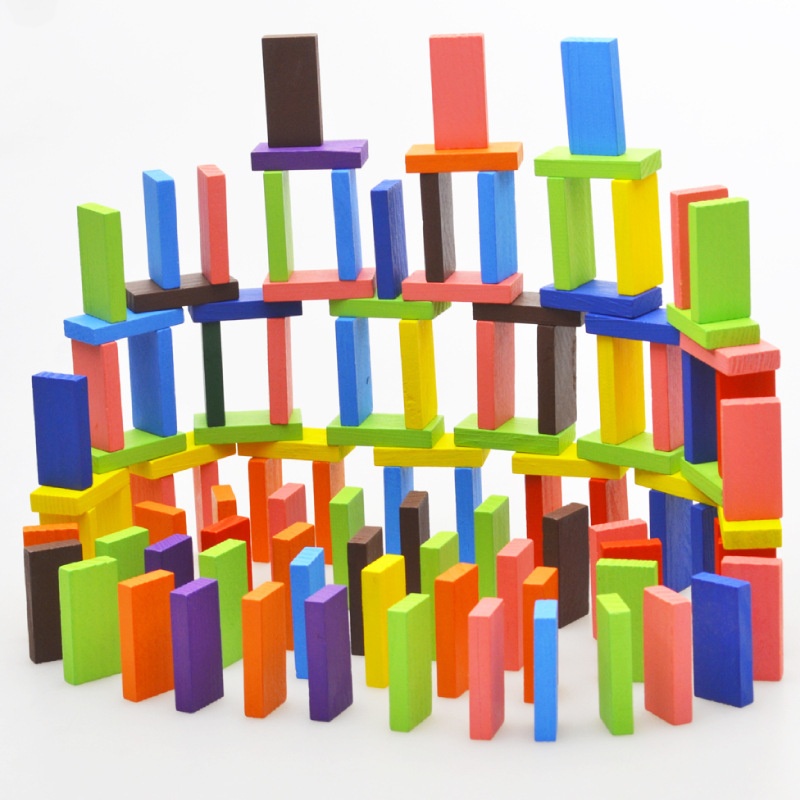 Đồ Chơi Giải Trí Bộ 96 Thanh Domino Nhiều Màu Bằng Gỗ Cao Cấp Cho Bé