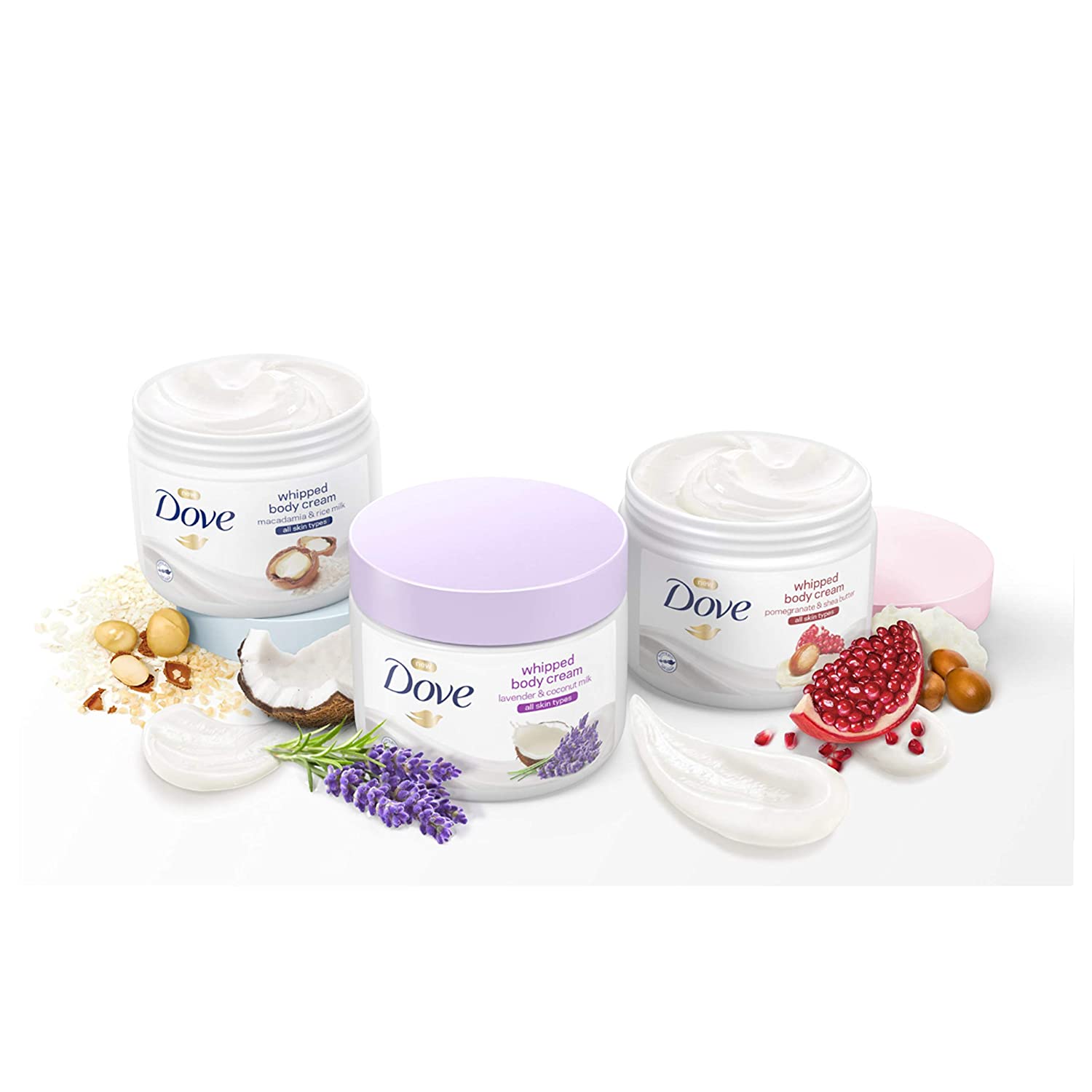 Kem dưỡng ẩm cơ thể Dove Whipped Lavender and Coconut Milk Body Cream 283g (Mỹ)