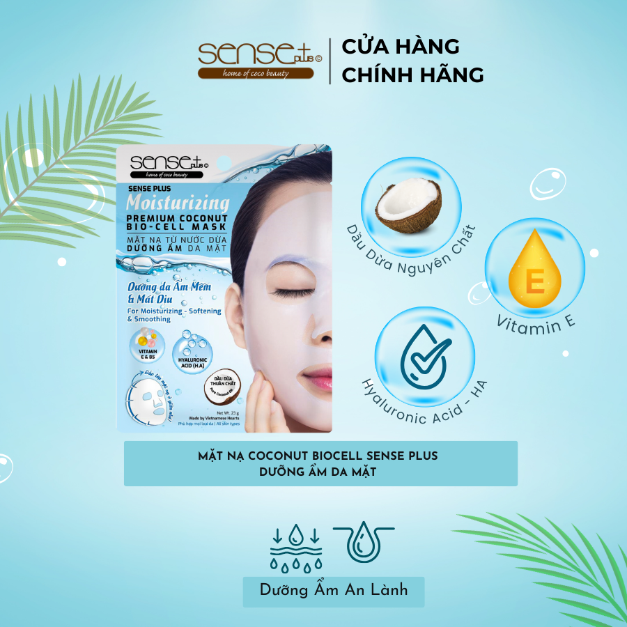 Mặt nạ dừa sinh học dưỡng ẩm Sense Plus