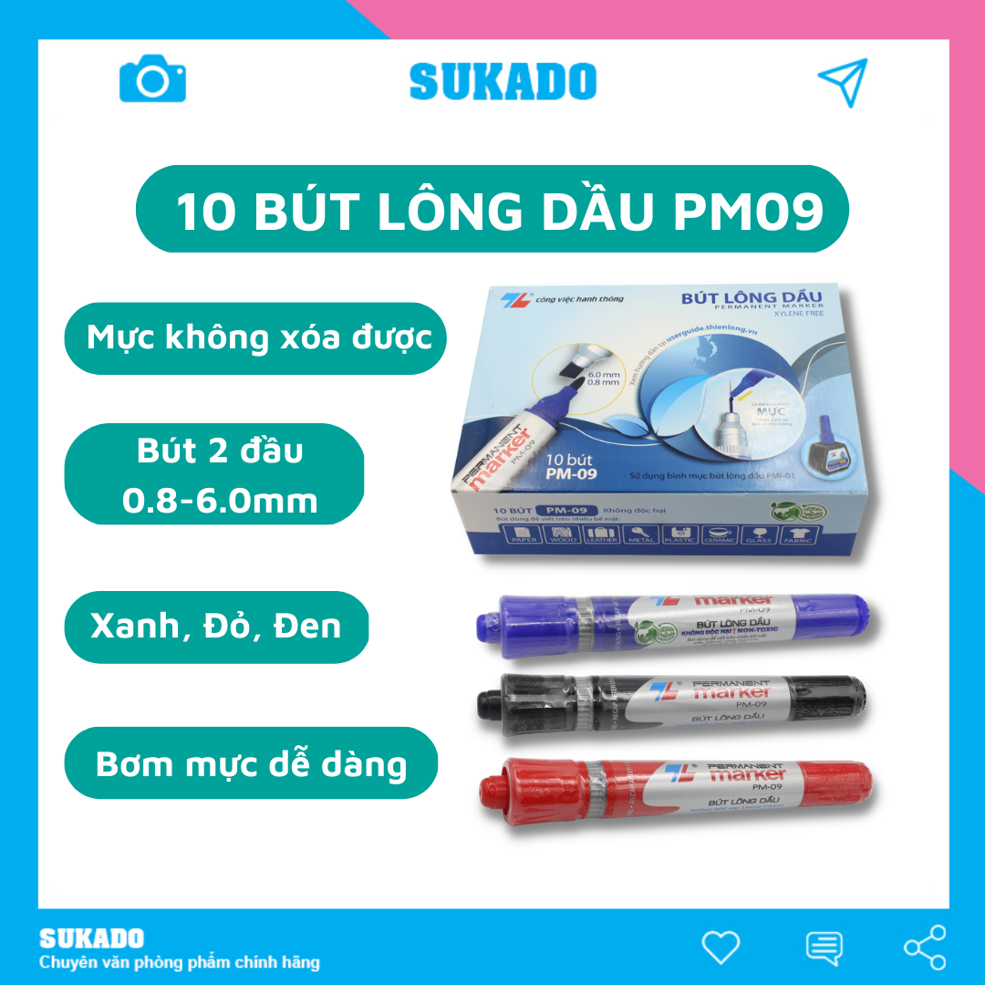 Bút lông dầu thiên long pm09 không xóa được sukado