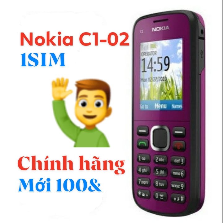 nokia c1-02 (1sim) pin chuẩn 5ngày/ chính hãng mới, đủ phụ kiện