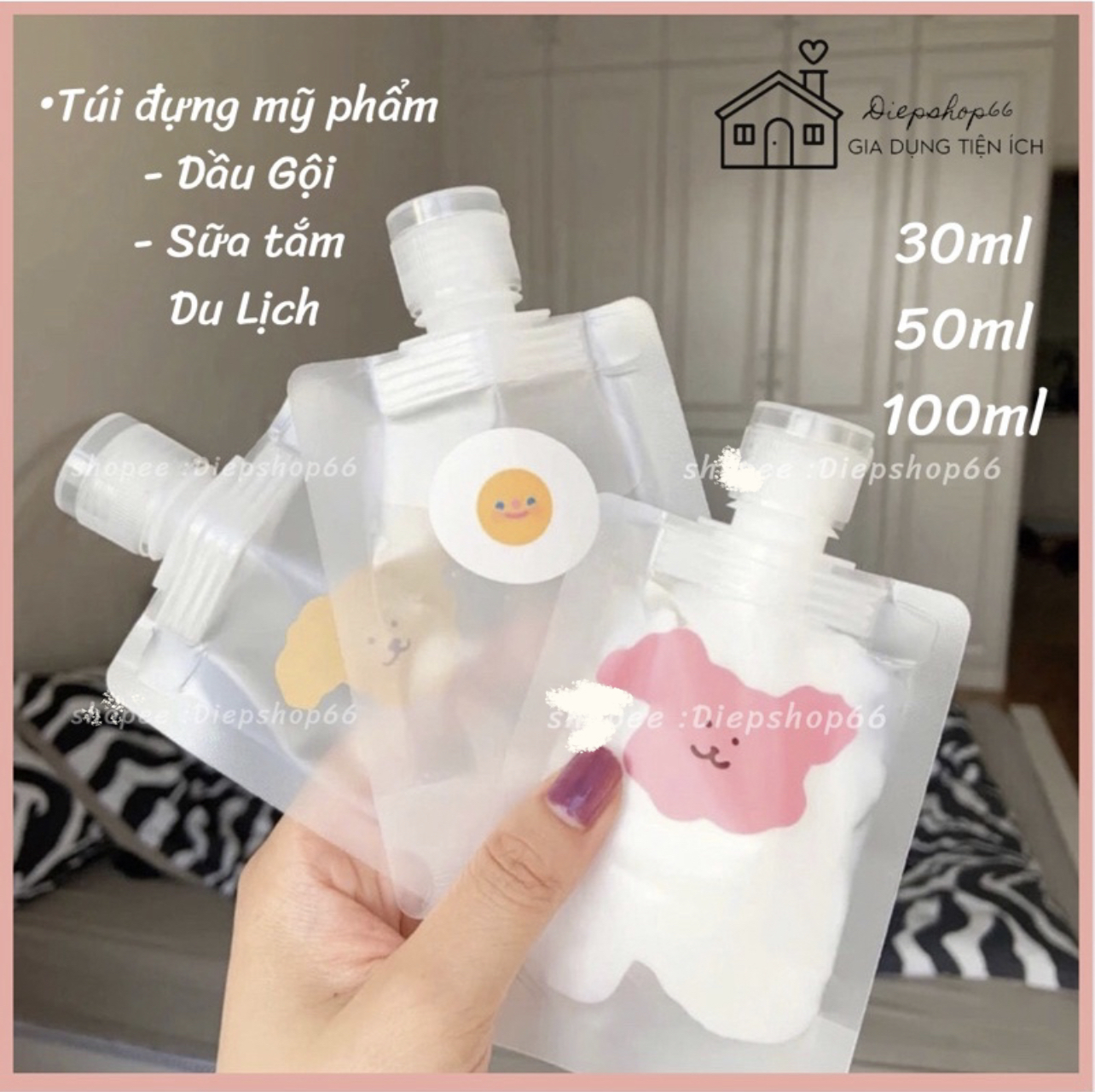 Chai chiết mỹ phẩm -dầu gội sữa tắm 🎀SALE🎀 Túi đựng mỹ phẩm -du lịch trong suốt mini chống 30ml/ 50ml/ 100ml