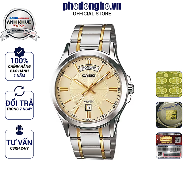 Đồng hồ nam dây kim loại Casio Anh Khuê MTP-1381G-9AVDF
