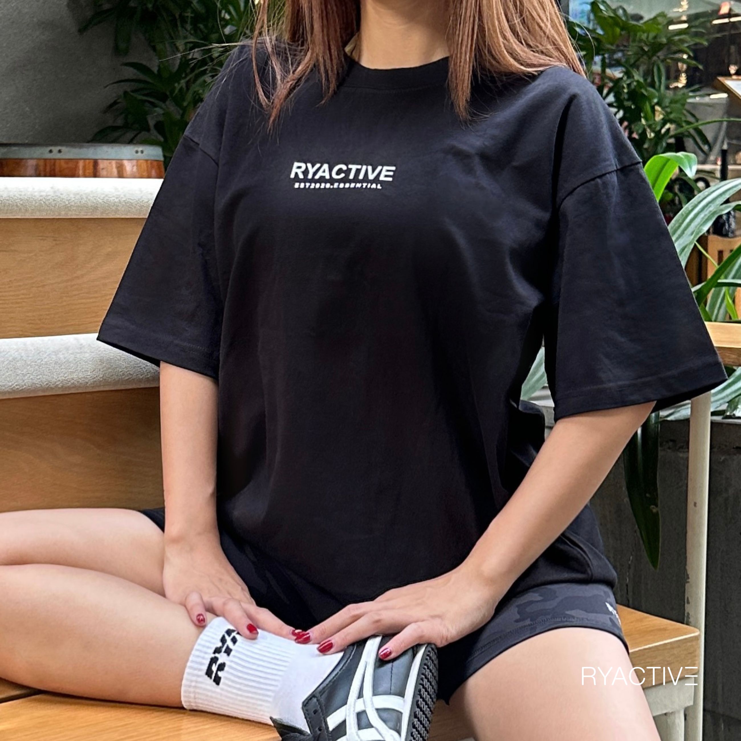 Áo thun form oversize ryactive - ryactive essential tee black