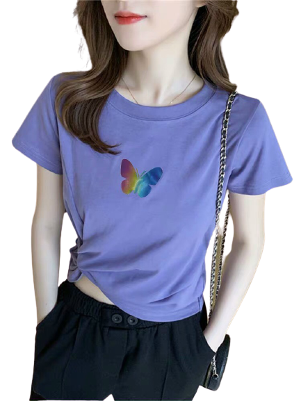 [HCM]Áo thun nữ tay ngắn cổ tròn in hình con bướm  thời trang mới Adc 69